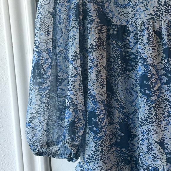 Joie Blue and White Tiered Sundress with Bishop Sleeves - Picture 6 of 6